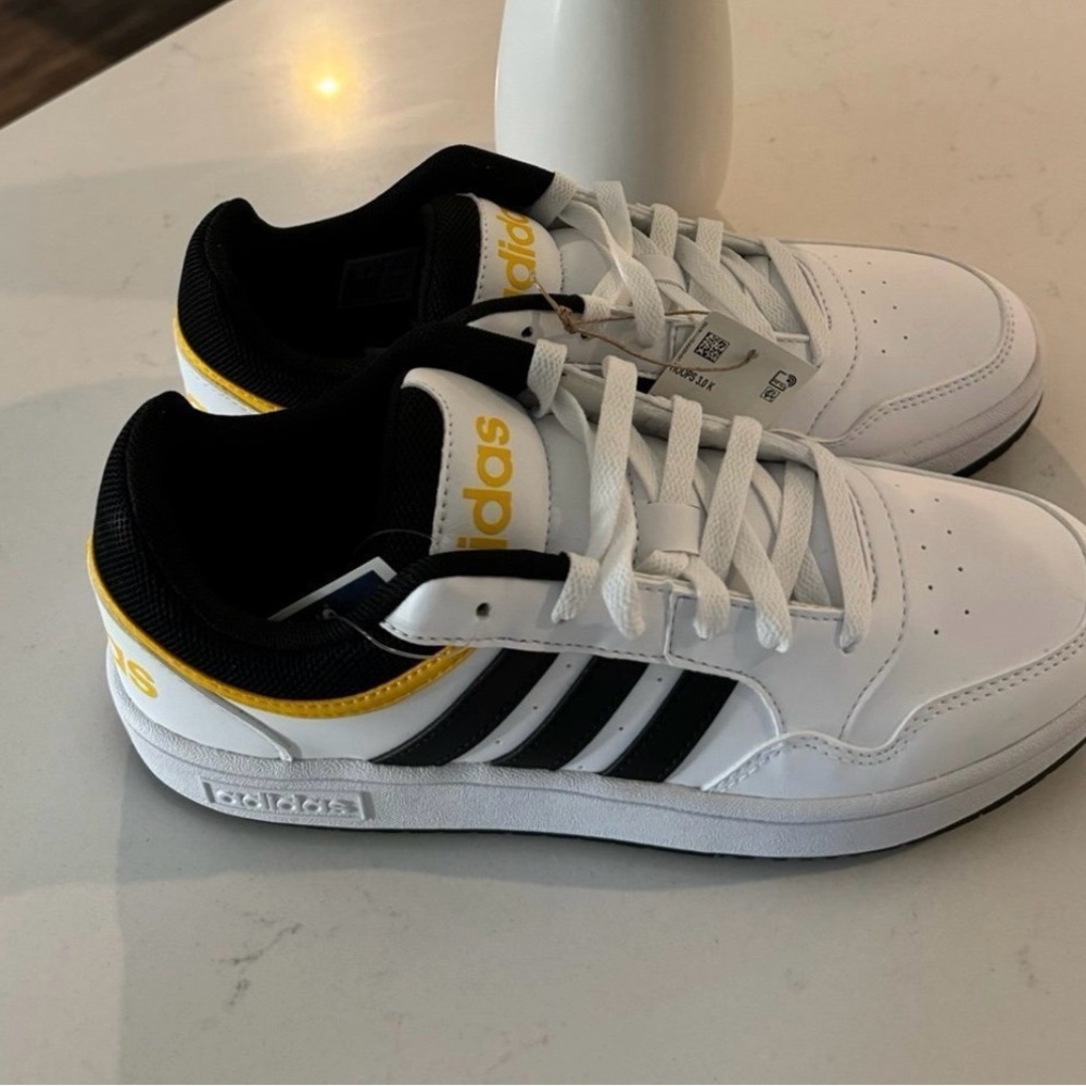 Adidas Hoops 3.0 White Black Yellow Men’s Sneakers | Size 6 - Picture 2 of 4